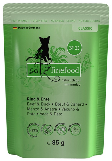 hebNYhNkSFFEHTWhaeUP Catz Finefood Classic N.23 Wołowina i Kaczka saszetka 85g - obrazek 1