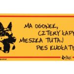 Dingo Tabliczka ostrzegawcza "Ma ogonek, cztery łapy, mieszka tutaj pies kudłaty"